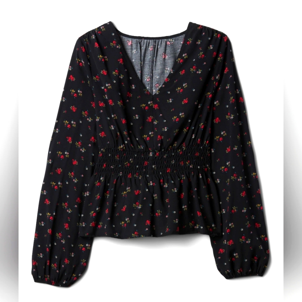 GAP Print Smocked Peplum Top